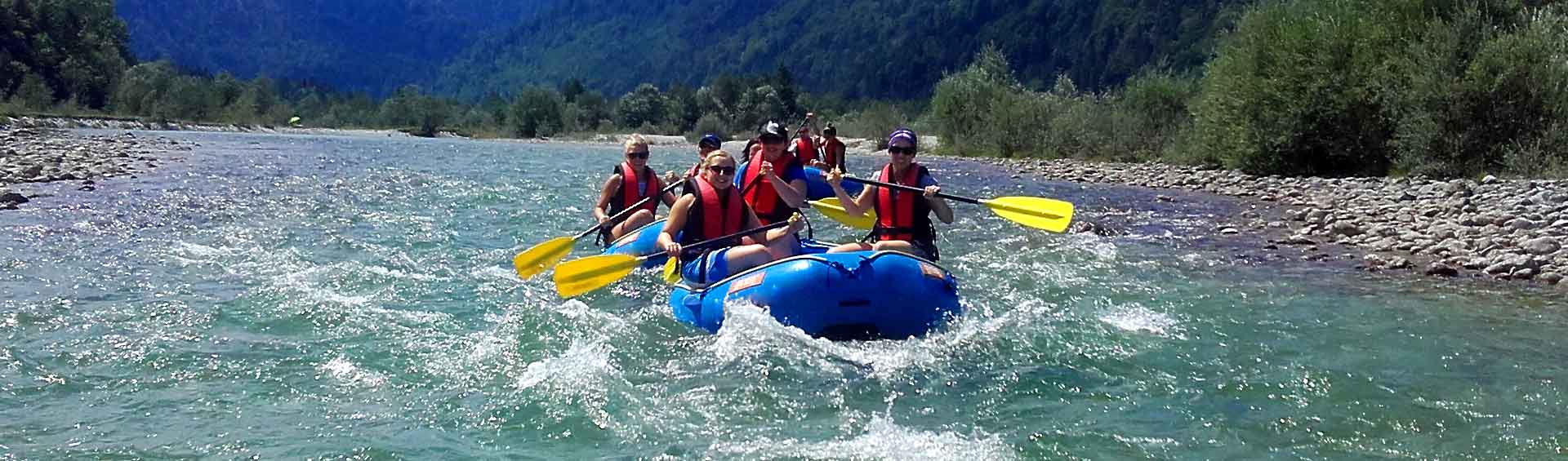 Mini Rafting Schlauchboot Isar Lenggries ab Sylvensteinsee bei Fall