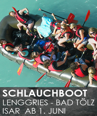 Schlauchboot Tour auf der Isar von Lenggries nach bad Tölz